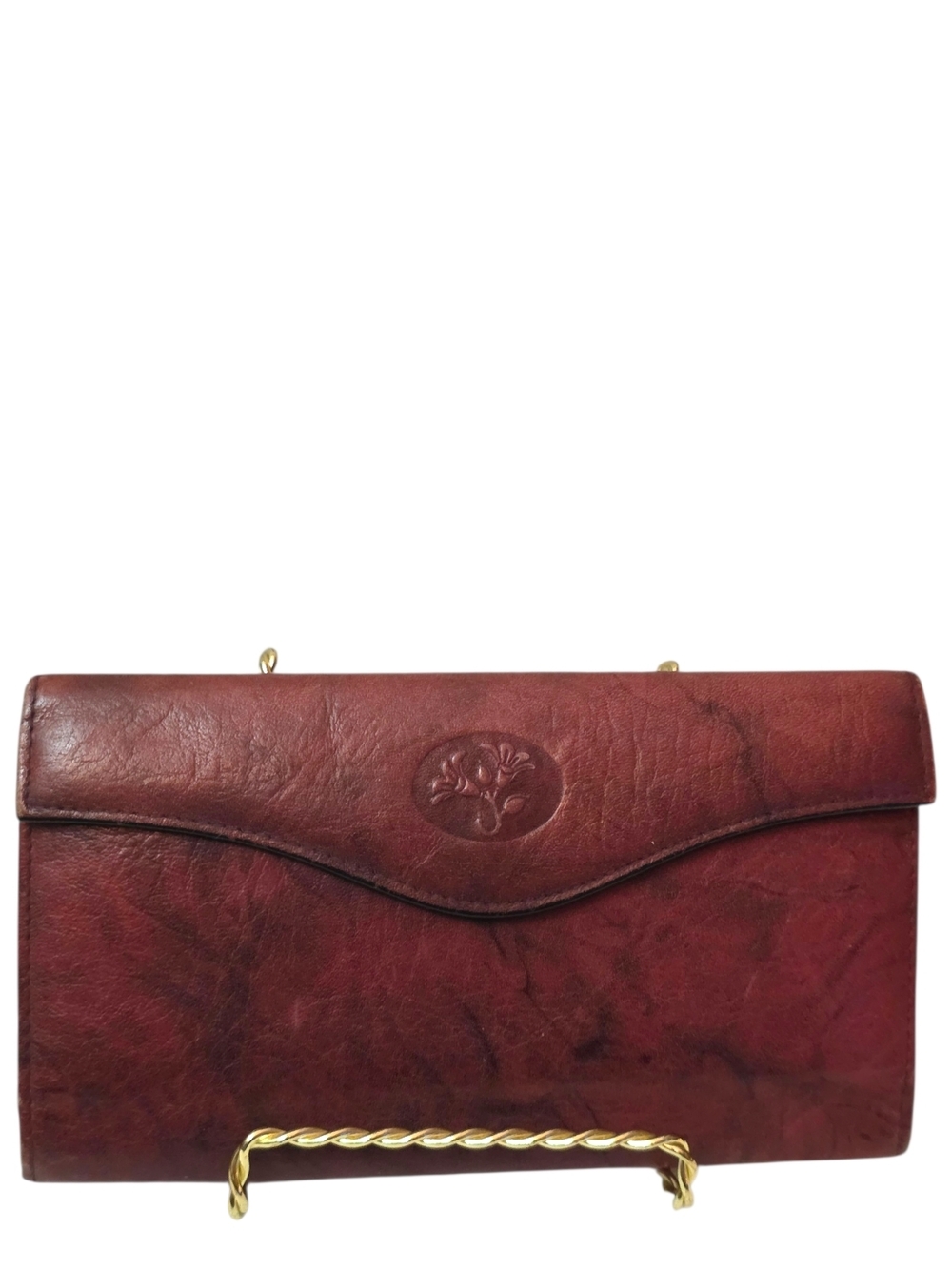 Vintage Buxton Oxblood Leather Wallet Organizer Bifold Classic Kiss Clasp